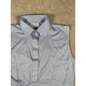 Collars & Co Womens Light Blue Sleeveless Dress Collar Polo Shirt Top Small Nwot